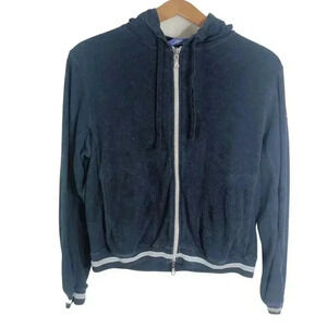 Vintage Reebok Classic Navy Blue Towel Zip Up Hoodie Women's Size M
